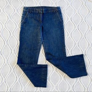 J Crew City Fit Wide Leg Flat Front Denim Trousers Size 8